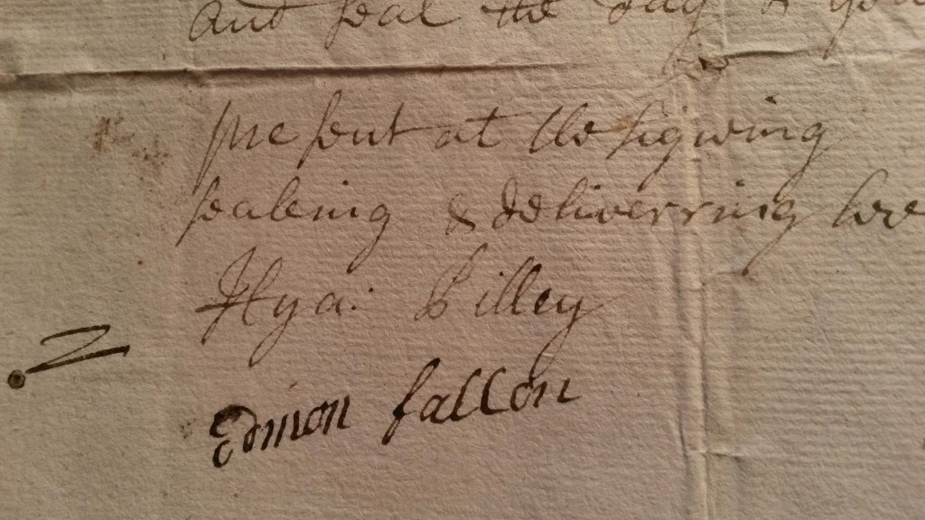 Hyacinth Pilley signature 1722